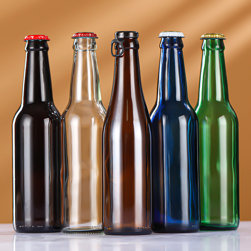 简约棕色330ml-500ml啤酒瓶透明汽水瓶饮料瓶加厚玻璃啤酒瓶批发