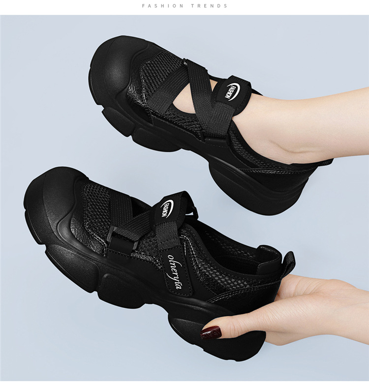 Dép sandal La Mã nữ đế dày mũi kín thoáng khí phong cách thể thao gót 4 cm — JST 7182 gót đen cao 4cm, JST 7182m màu gót cao 4cm chi tiết 15