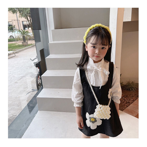 DIY Mini Dumpling Highlight Pearl Bead Crochet Bag Children's Accessory Cute Small Crossbody Bag