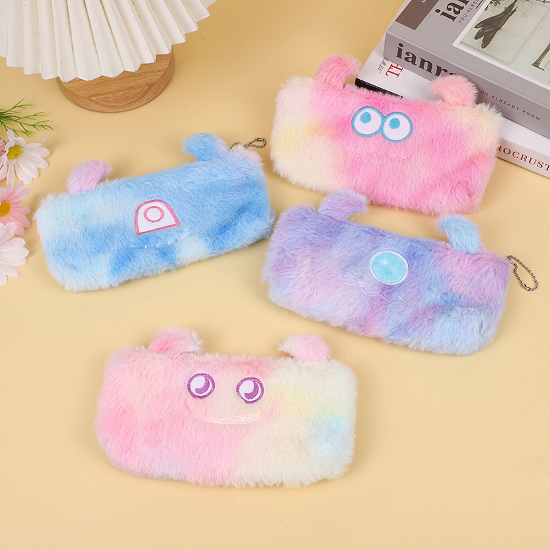 Estilo coreano chica corazón ojo grande monstruo lápiz caso creativo de los niños de peluche lindo papelería caja estudiante lápiz bolsa de almacenamiento