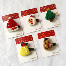 新款儿童圣诞发夹发饰宝宝节日毛毡圣诞节礼物发卡麋鹿帽子鸭嘴夹