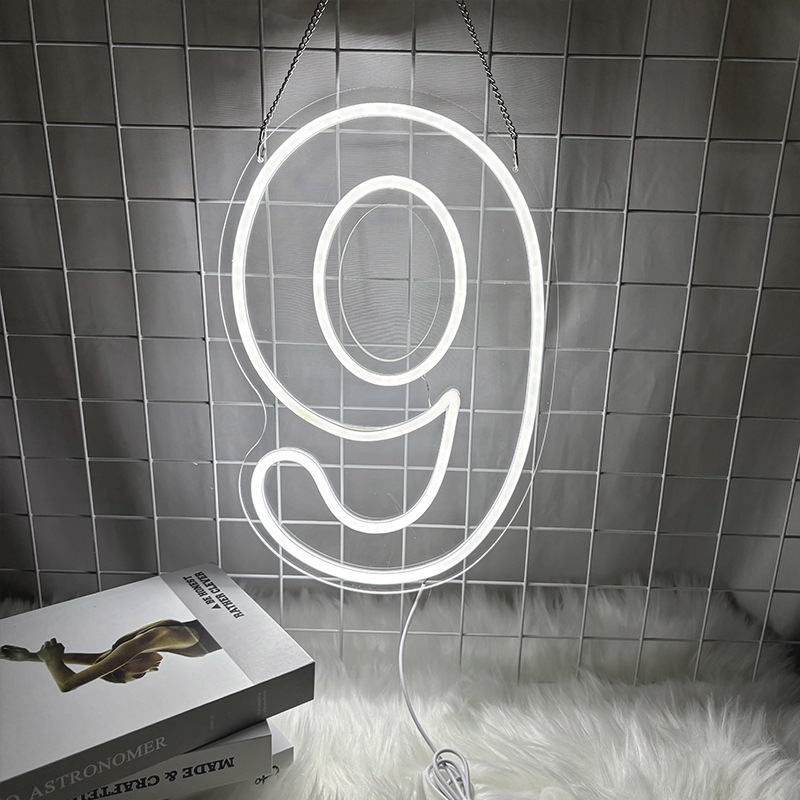 LED luminoso neón luz de modelado digital fiesta de cumpleaños decoración de lámparas de fiestas habitaciones pared LED atmósfera luz