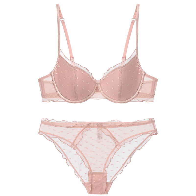 European and American Sexy Lace Intimates, French Thin Polka Dot Mesh Large Size Intimates, Big Breasts, Small Anti-Sagging Bra European and American Sexy Lace Intimates, French Thin Polka Dot Mesh Large Size Intimates, Big Breasts, Small Anti-Sagging Bra