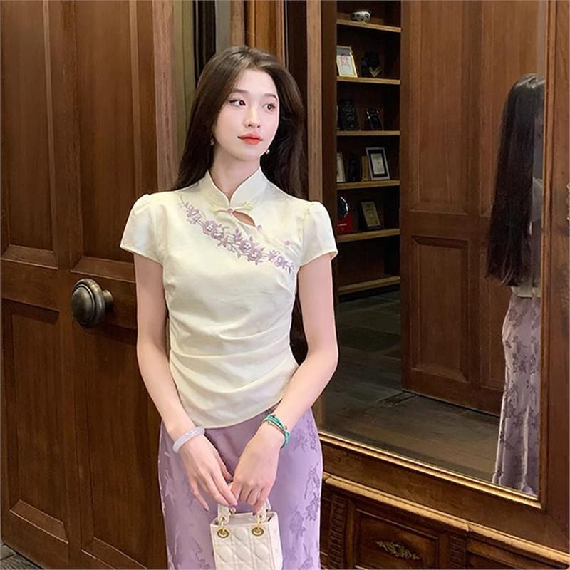 新中式套装女2025国风高级感提花盘扣上衣鱼尾包臀半身裙子两件套|undefined