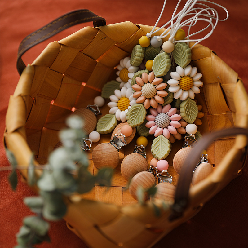 Productos para bebés Hemu Circle Creative Baby Silicona Bead Mordedura Molde Cadena de chupete Cadena anti-caída Nuevo