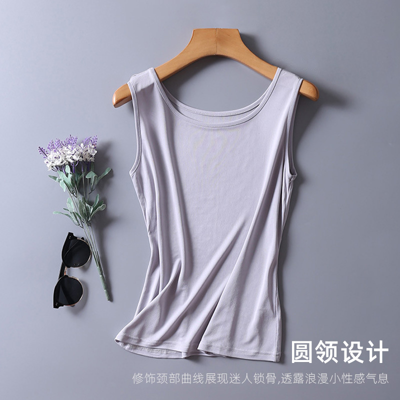 Yoyue verano transpirable frío de seda de mora sin mangas de punto camisa de fondo más tamaño camisola de seda de las mujeres comercio exterior