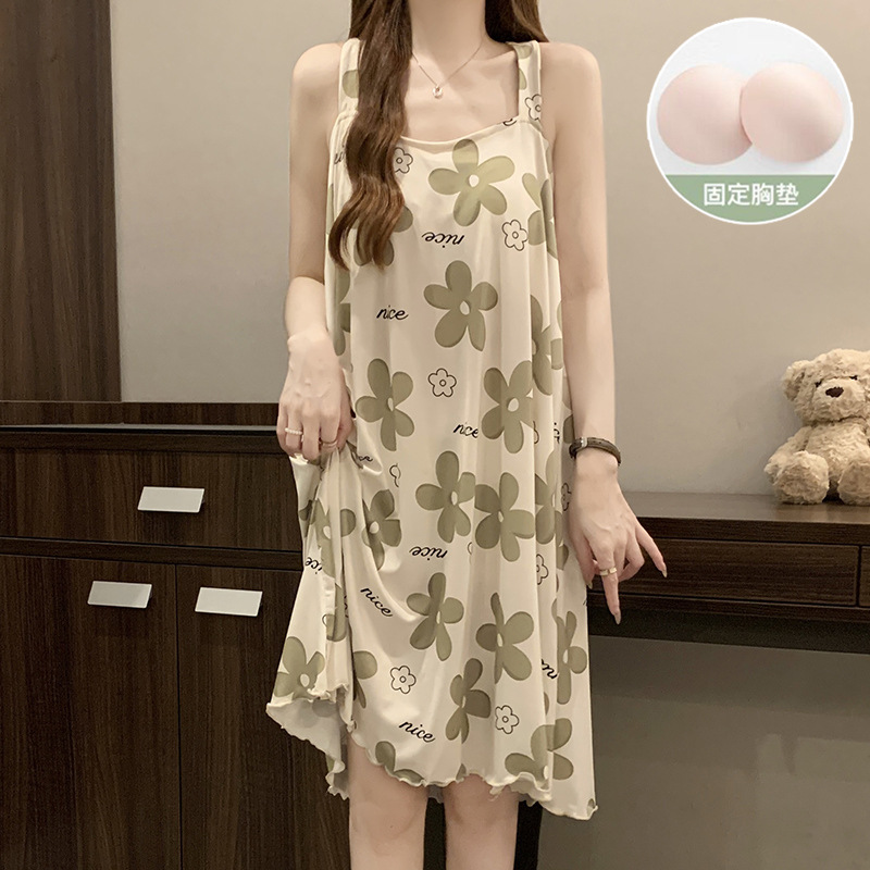 2025 pijama de verano menos mujeres pijama dulce lindo chaleco de cuello grande con cojín de pecho ropa casera