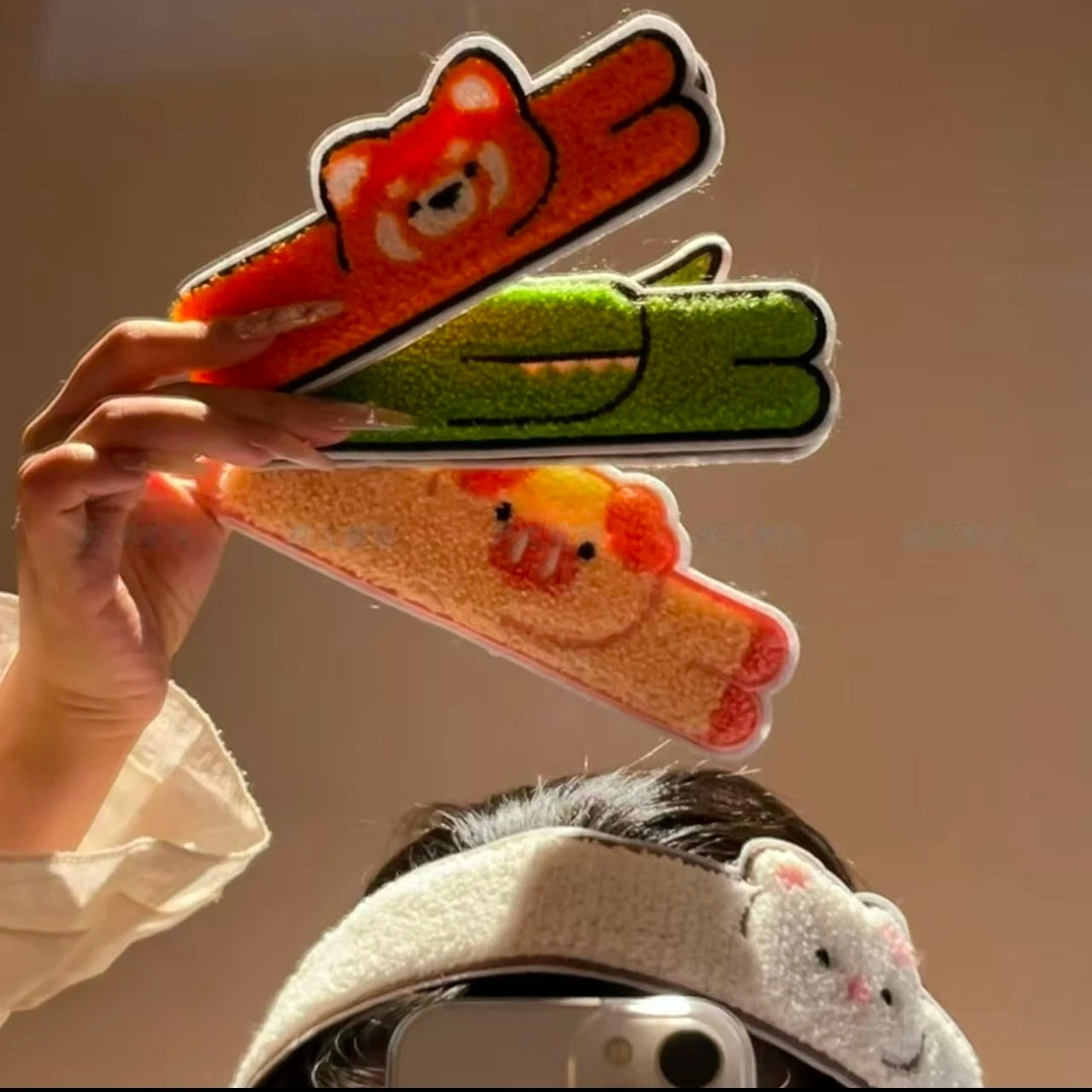 Soft and cute cartoon animal magic hair stickers, adorable plush bangs stickers, a daily hair tidying tool for girls