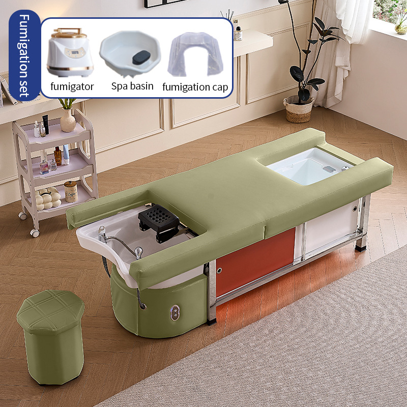 Cama eléctrica elevadora multifuncional para salón de belleza, cama de lavado de cabello, cama de masaje para terapia de cabeza, cama de masaje y cama de fumigación para circulación de agua