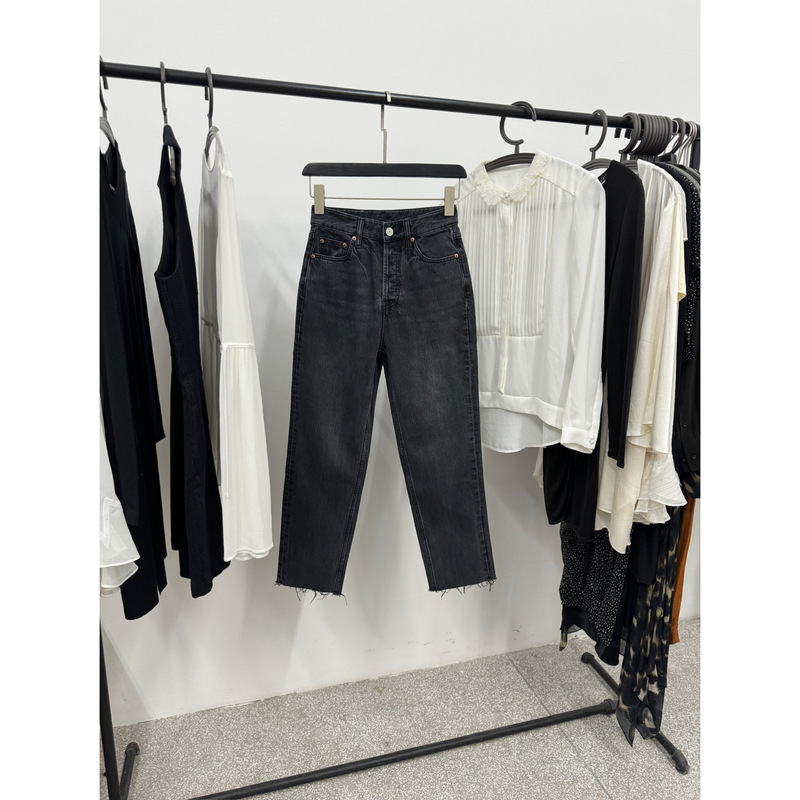 Tail single TR imported organic cotton water ripple high waist small straight jeans