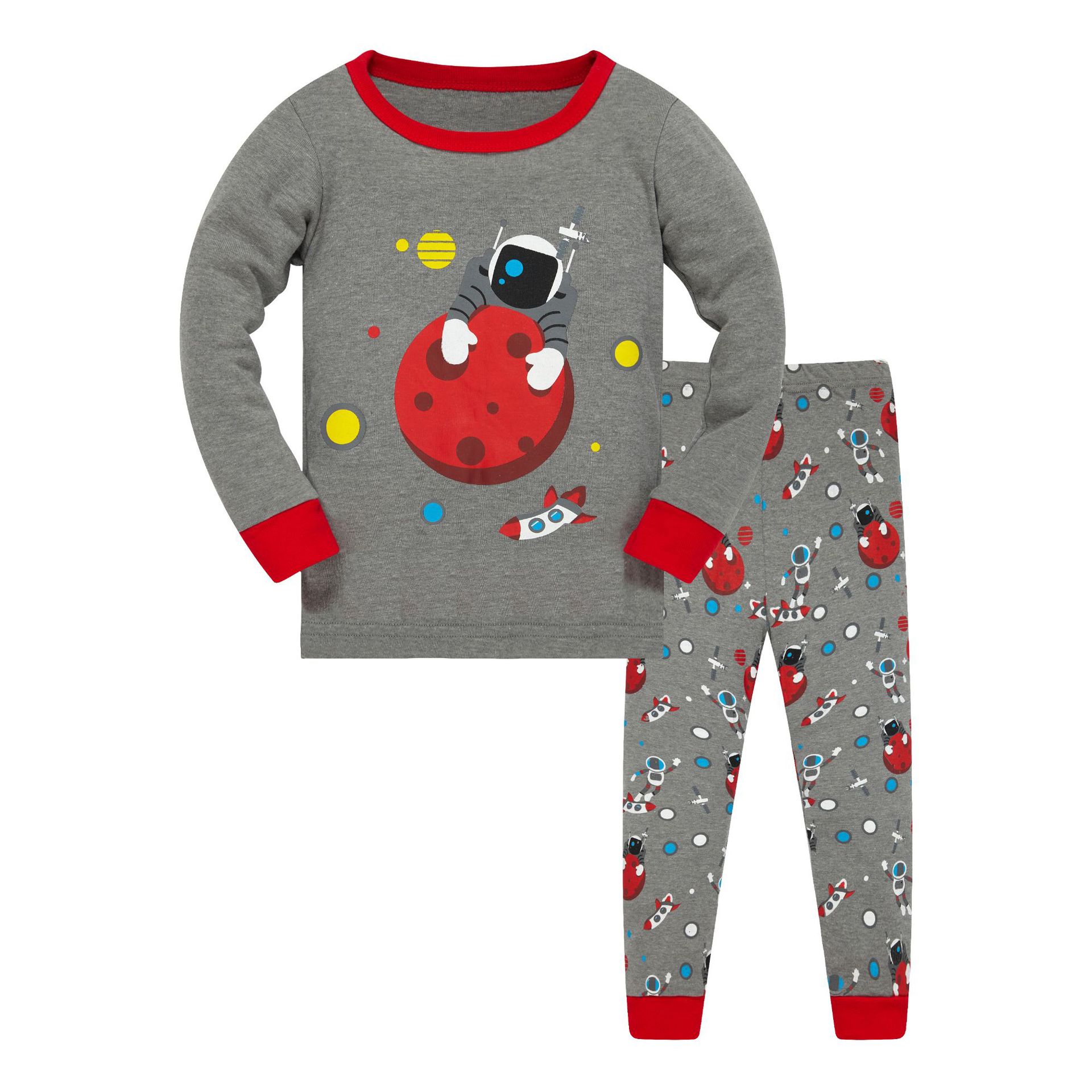 Pijamas para niños baby3-8 pijamas para niños de algodón con rosca de manga larga ropa para el hogar ropa de aire acondicionado entrega de una sola pieza y (mano entera)