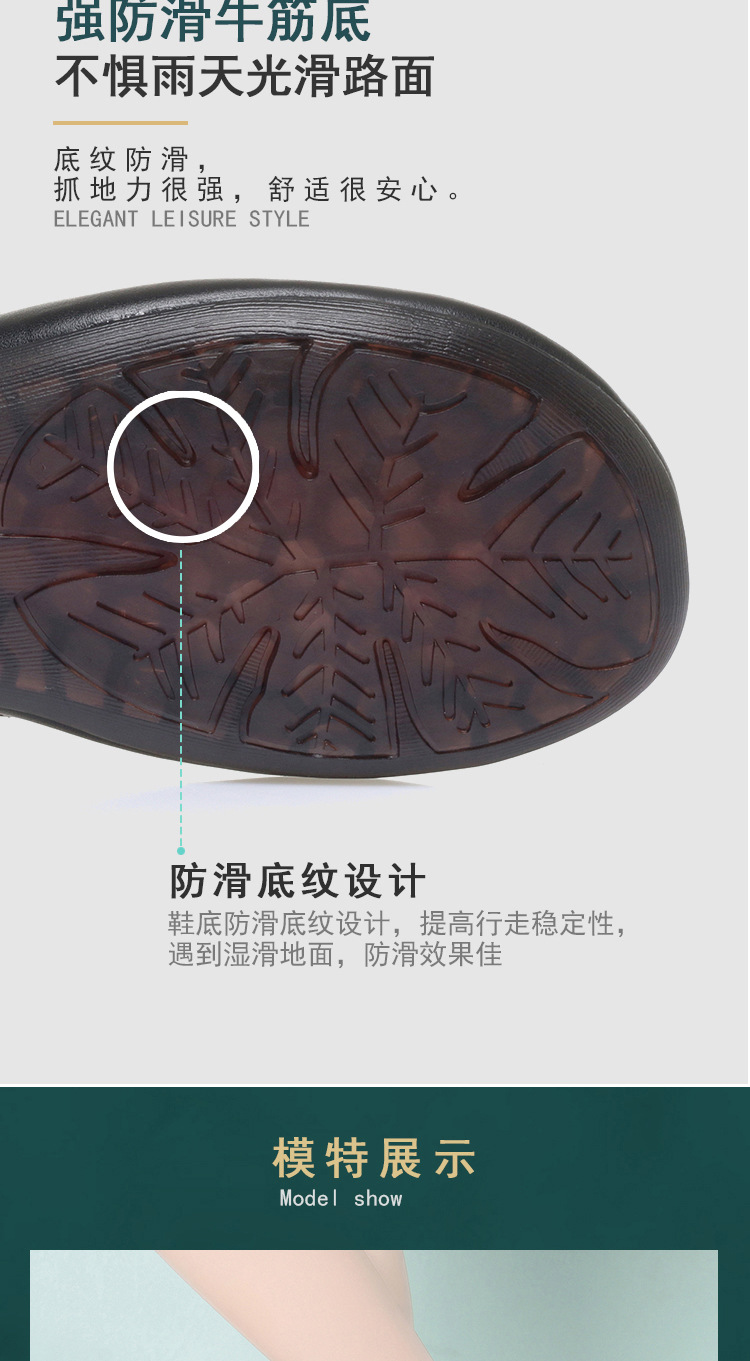 Sandal nữ da thật đế mềm, mũi kín, gót thấp, đế cao su bền bỉ — màu đen chi tiết 10