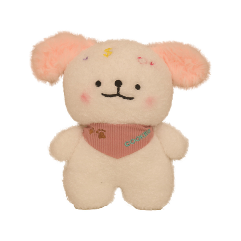 Lindo y lindo cachorro cp bufanda bicolor perro muñeco de felpa joyería muñeco de felpa regalo para niños al por mayor