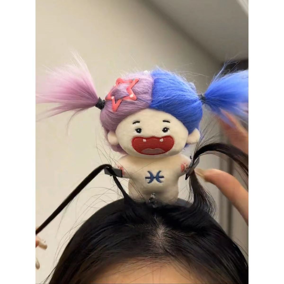 缺牙巴棉花娃娃發箍女洗臉可愛搞怪公仔髮夾高顱頂網紅裝飾頭飾