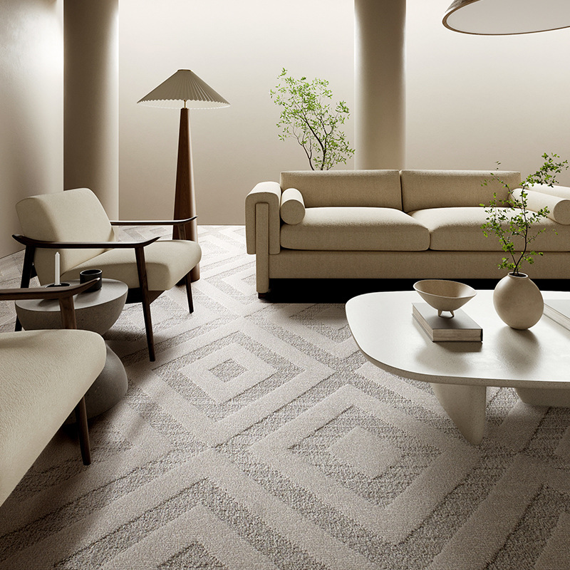 Alfombra de sala de estar dormitorio resistente a la suciedad fácil de cuidar alfombra impermeable de gran área comercial doméstica personalizada alta sensación
