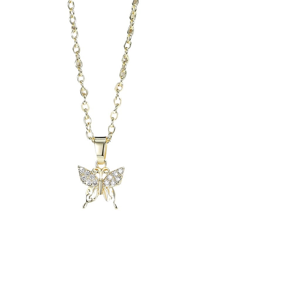 Amazon venta caliente mariposa juegos de joyería damas cobre oro 14K zircon colgante collar pendientes joyería al por mayor image 6