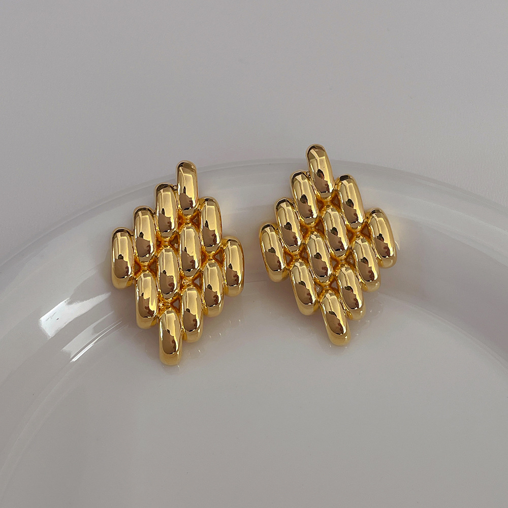 1 Pair Casual Simple Style Geometric Plating Copper Ear Studs display picture 1