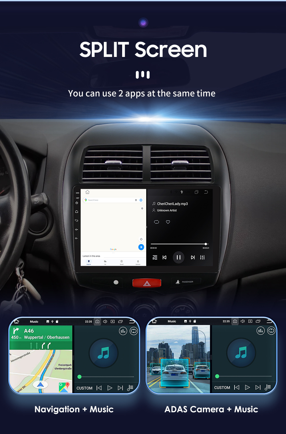 10inch Suitable for Mitsubishi Jinxuan Android Large Screen Car Mp5 Player Gps Navigation Reversing Image All-In-One Machine