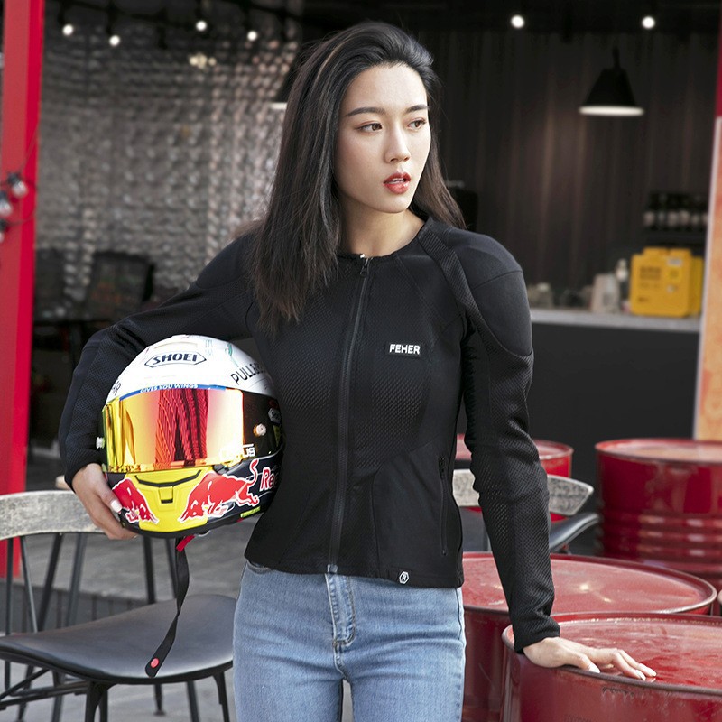 FEHER Motorcycle Riding Suit Summer Bike Suit Drop-Resistant Breathable Armor Suit Mesh Racing Suit Knight Suit Women