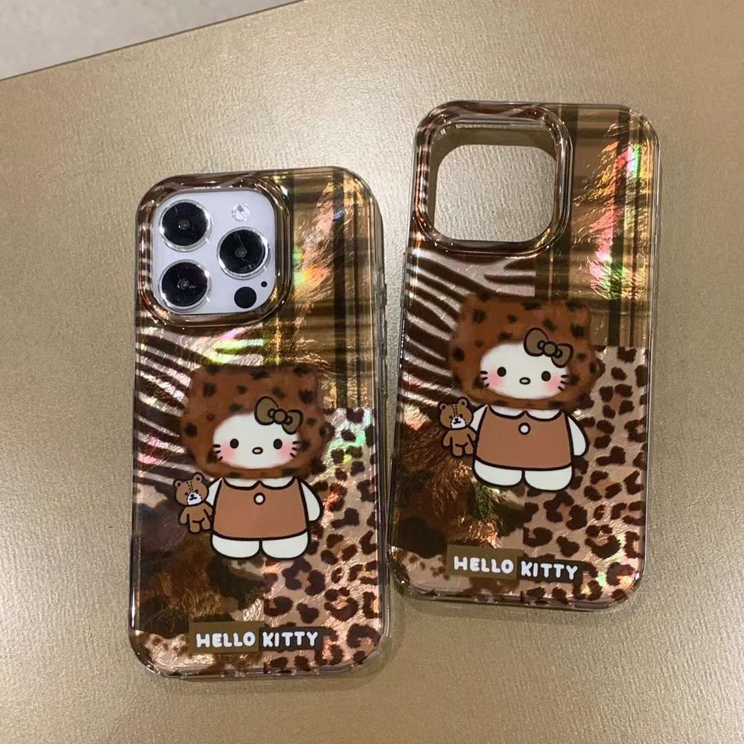 Otoño e invierno nuevo estilo estampado de leopardo costura kt para iPhone15 funda para teléfono móvil 16ProMax Apple 14 chica 13 cadena