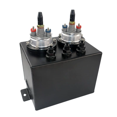 Cross-Border Popular 3L Double-Hole Fuel Pump Aluminum Alloy Fuel Tank with 044 Fuel Pump An6 Thread (Fuel tank) - fuel-tank-with-oil-pump-black