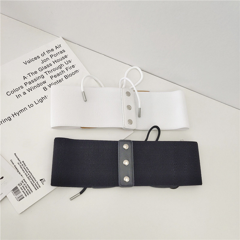White, Black Color New Style Bandage Tassel Solid Color Elastic Decoration Girdle Wholesale