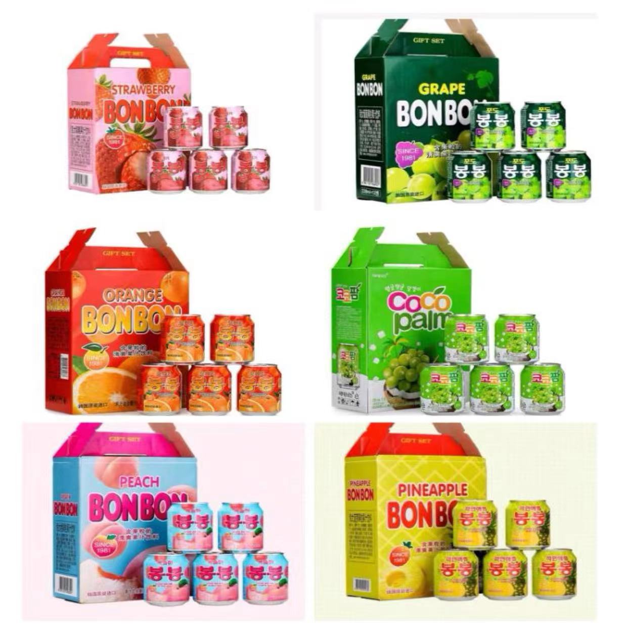 韩国进口海太椰肉葡萄味草莓味葡萄味橙子桃子味菠萝味果汁饮料