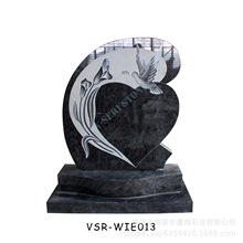 欧式爱心墓碑 印度黑花岗岩影雕加工 适合各种气候条件