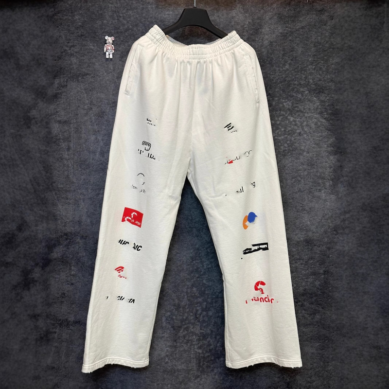 Correct version BL home 2023 new front and rear full logo printed sweatpants washed and worn craft loose version Correct version BL home 2023 new front and rear full logo printed sweatpants washed and worn craft loose version