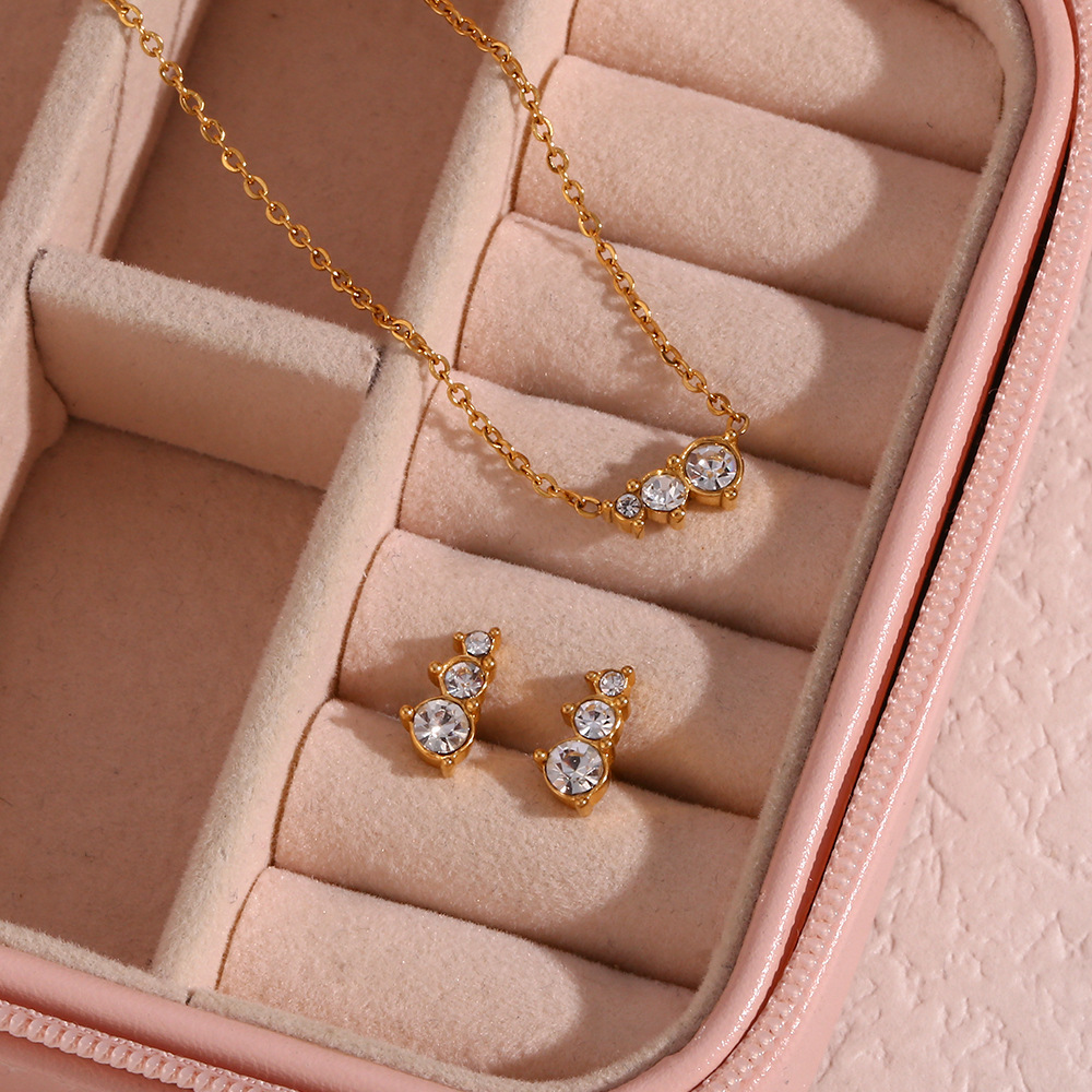 Womenu0027S Fashion Geometric Stainless Steel Ear Studs Necklace Geometry Plating Metal Artificial P