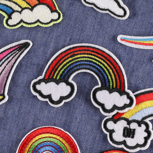 Strawberry Computer Adhesive Ironing Embroidery Cloth Sticker Rainbow Badge Wholesale Exquisite Computer Embroidered Label Clothes Patch Sticker