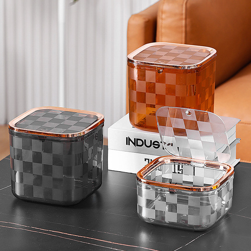 Light luxury ins style desktop trash can household storage box cosmetics mini trash can press pop-up lid debris bucket