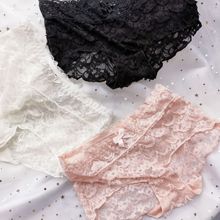 睫毛弯弯 日系全蕾丝内裤女性感无痕 小平角包臀不卷边