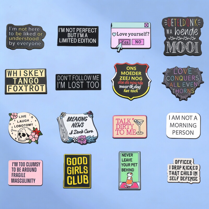 English Phrase Letter Brooch Design Niche Badge Pin Accessory Backpack Decoration Pendant Wholesale in Stock