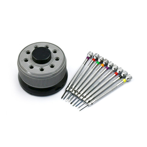 Watch repair tools, rotating base, screwdriver set, 9 round heads, screwdriver set