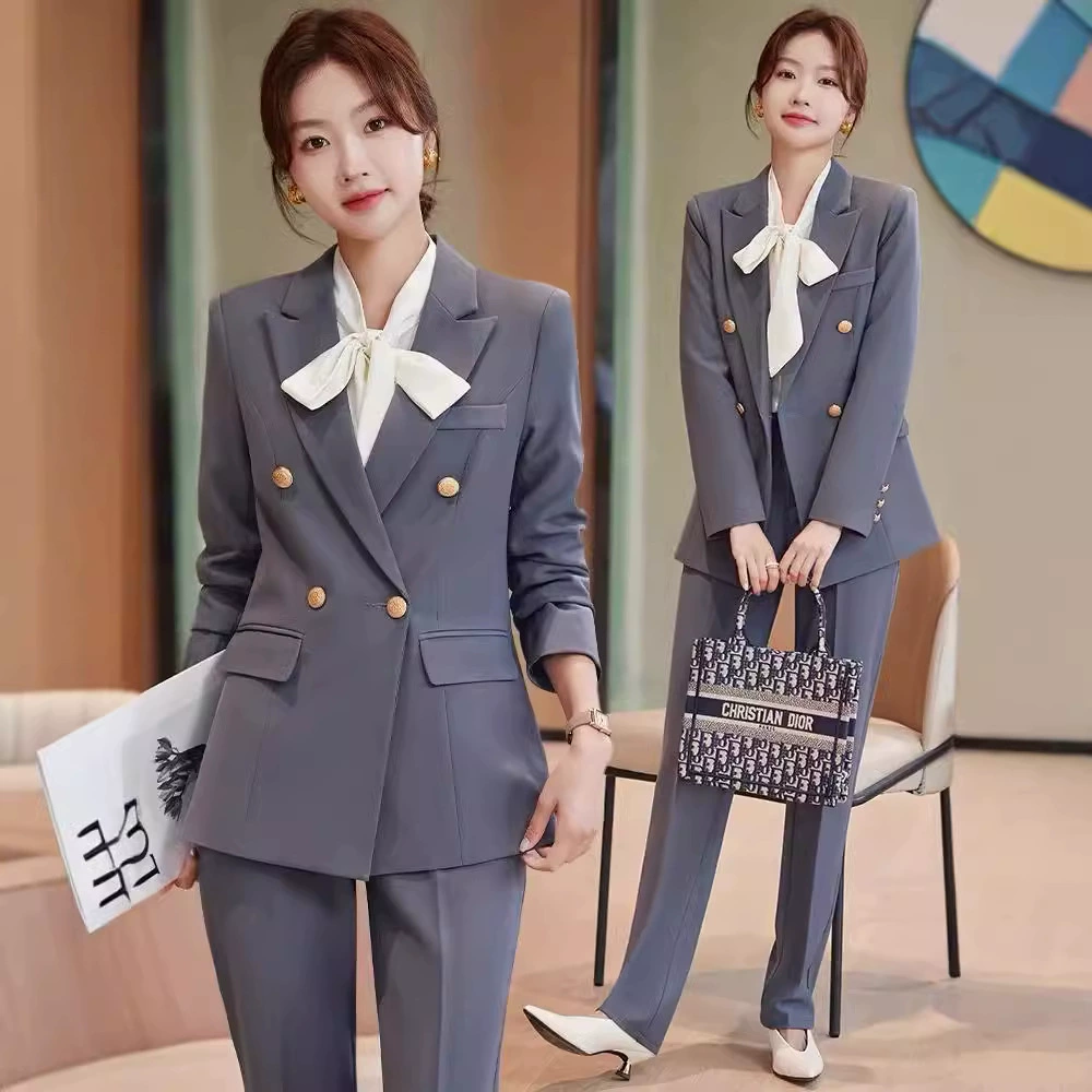 Тибетский синий костюм костюм женский 2024 новый весенний и осенний премиум чувство профессиональный костюм