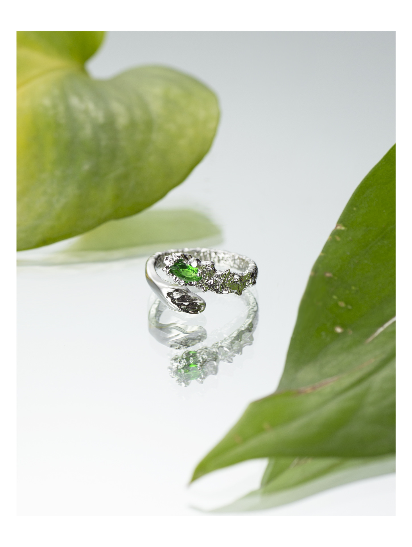 Fashion Snake Copper Plating Zircon Open Ring