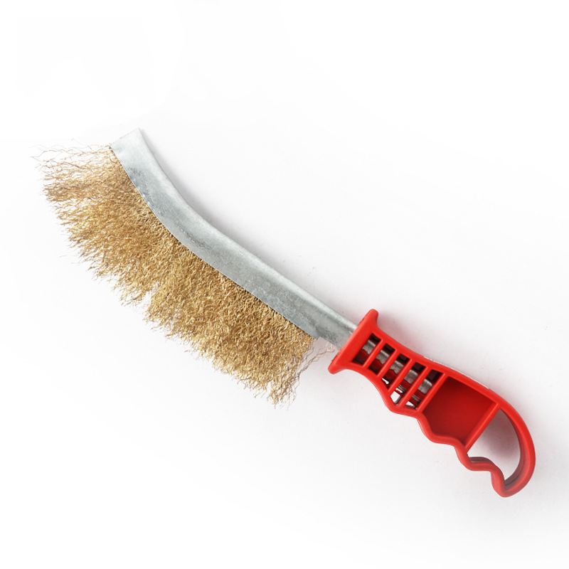 Steel wire brush knife brush stainless steel handle brush industrial copper wire grill cleaning rust removal long handle iron wire steel brush