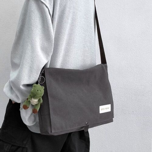 Classic Canvas Mail Carrier Bag, Japanese Workwear Casual Men's Crossbody Bag Retro Instagram Small Shoulder Bag Men's Trendy Brand Laptop Bag