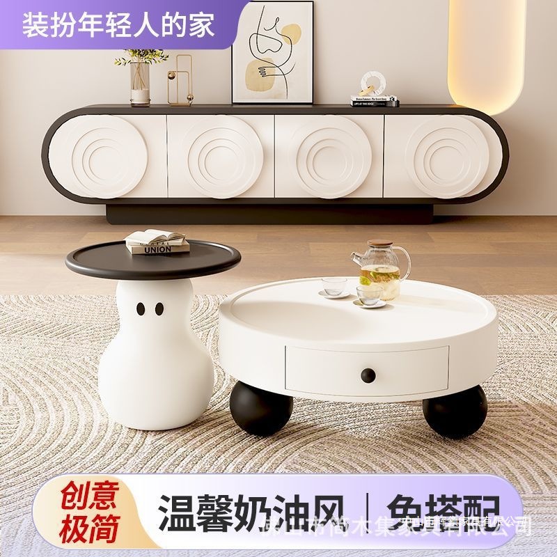 New Cream Style Snowman Coffee Table Tv Cabinet Combination Modern Simple Creative Home Small Apartment Living Room with Drawers