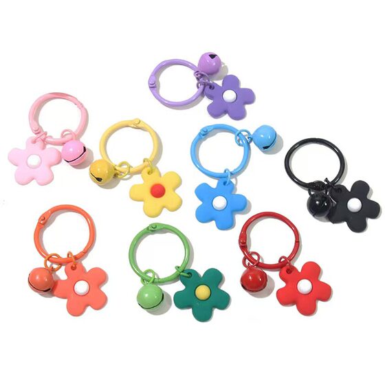 Color flower paint bell key ring pendant DIY accessories holiday gift key chain bag ornaments