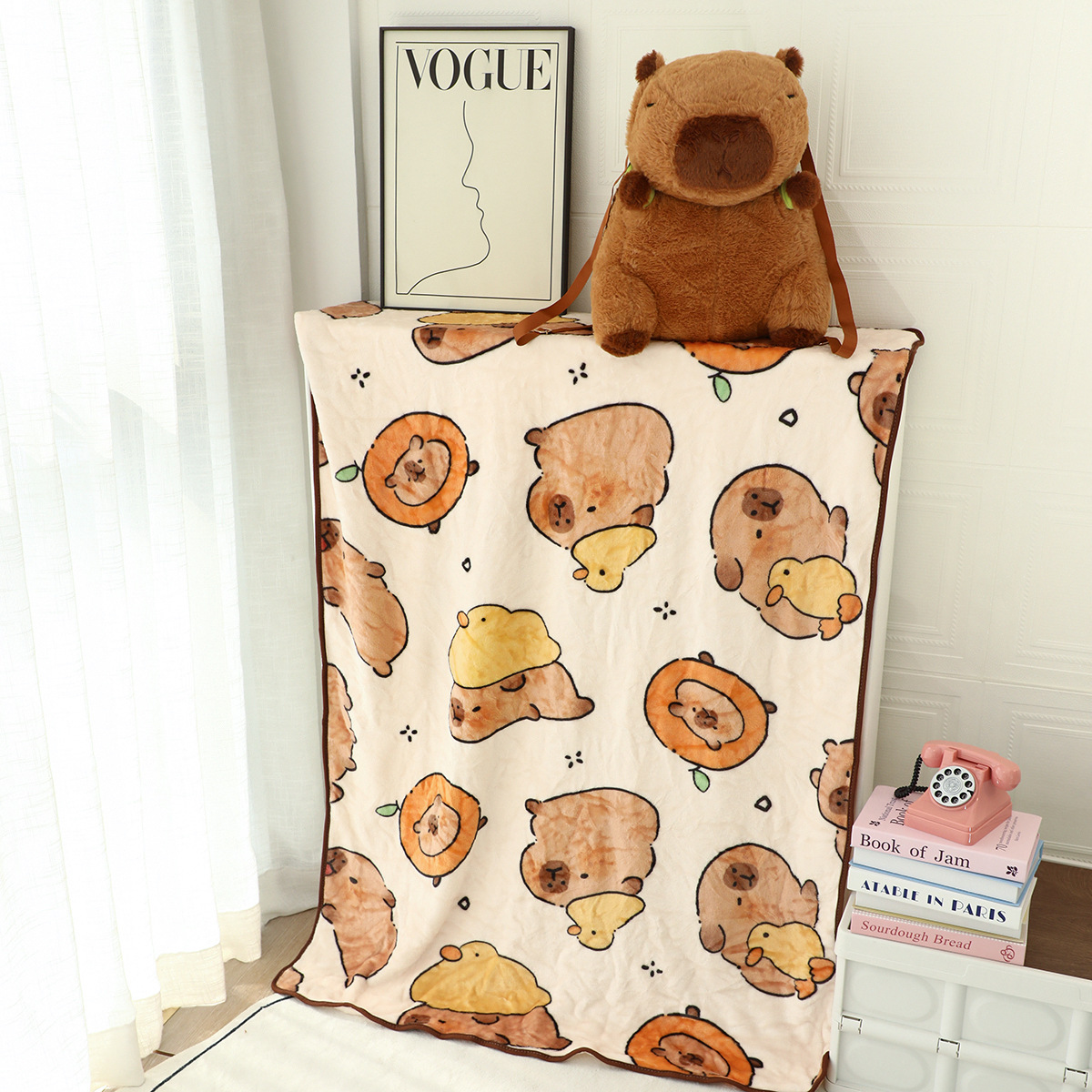 Caricaturas lindos animales Dolphin capibara muñeca mochila manta manta manta de oficina siesta manta aire acondicionado manta