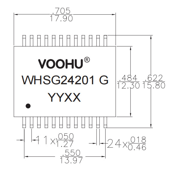 现货 WHSG24201 G 单口千兆 24Pin 超薄SMD网络变压器 以太网滤波