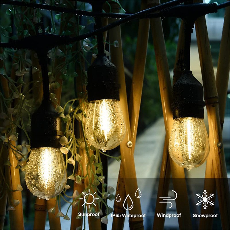 Solar & Plug-in Outdoor String Lights – Waterproof S14 Hanging Bulbs With Remote, 8 Modes (Warm White/Color Changing), IP65, For Garden, Patio, Party_voghion.com