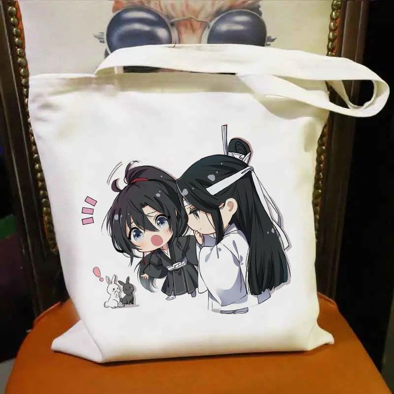 El maestro de magia alrededor de los estudiantes bolsa de lona animada de alta calidad de dibujos animados bolsas de hombro de gran capacidad