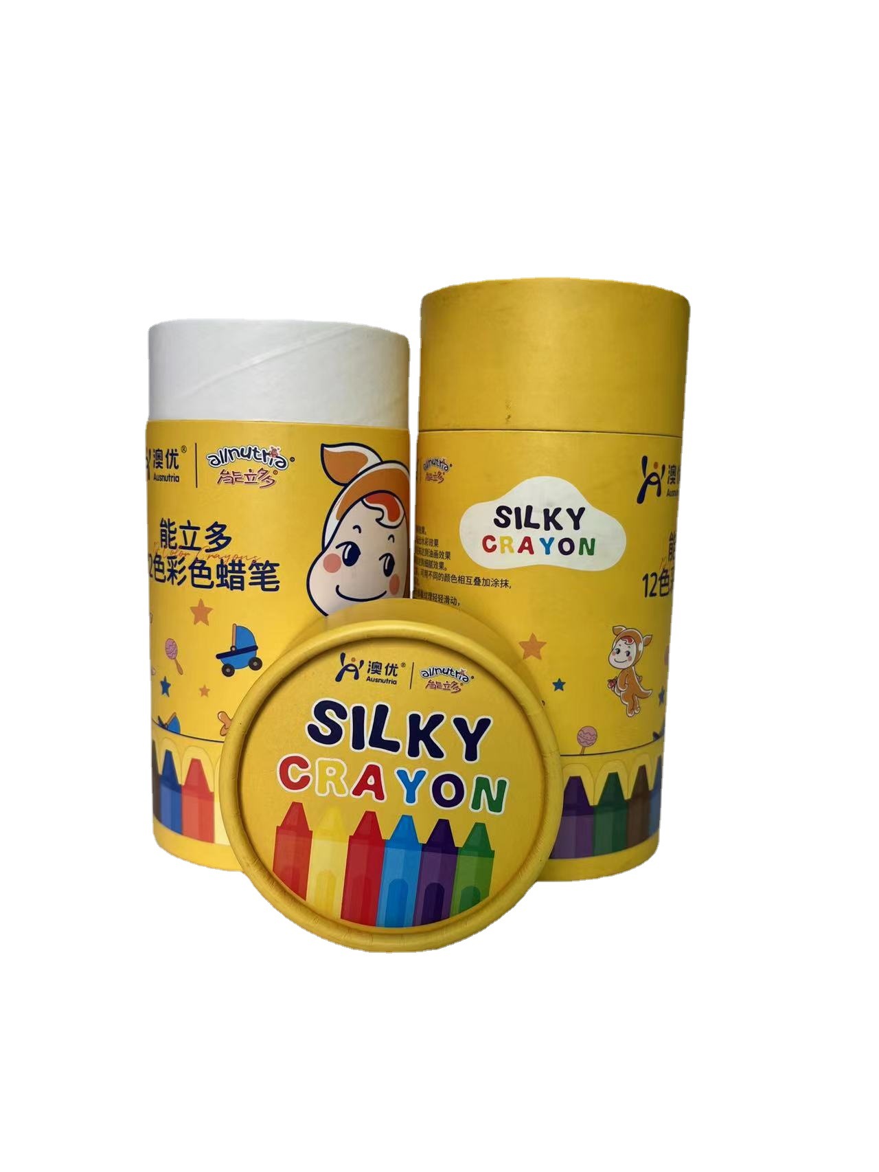 蜡笔纸筒彩色印刷彩铅圆筒圆形纸筒罐圆筒礼品彩色包装盒广州厂家