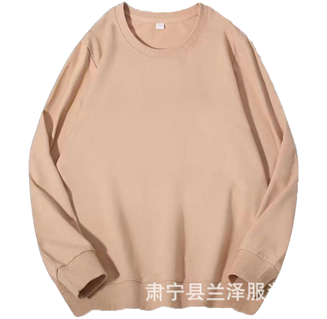 Sudadera de Otoño e Invierno, Nueva, de Manga Corta, Color Sólido, Cuello Redondo Holgado, 280G, Venta al por Mayor, Informal, Versátil, con Logotipo