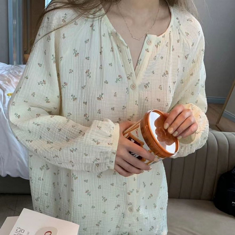 Pajamas for Women Spring and Autum Ins Style New Sweet and Cute Long-Sleeved Thin Student Loose Dormitory Home Wear Set
