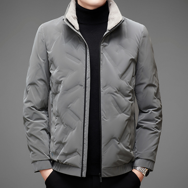 Winter solid color velvet down jacket for leisure with zipper