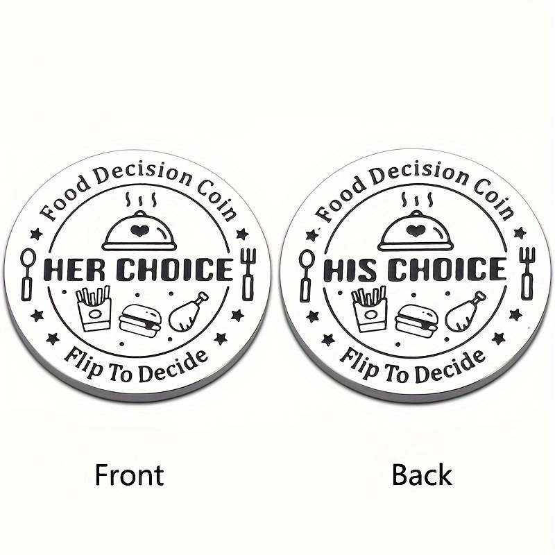 Cross-Border Hot-Selling Stainless Steel Keychain Couple Decision-Making Coin Creative Engraved Food Selection Commemorative Gift Pendant